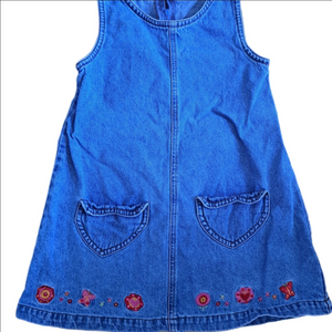 3/20$ Blue Denim Kids Dress with Embroidered Details